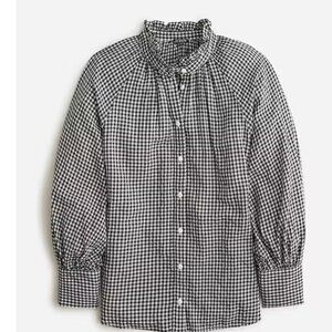 J.Crew Ruffleneck button-up shirt in plaid soft gauze (size 4)